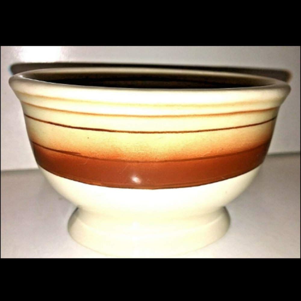 Sterling China Bowl Footed Ice Cream Restaurant Ware Stripes 4"X2-3/4"X2" USA